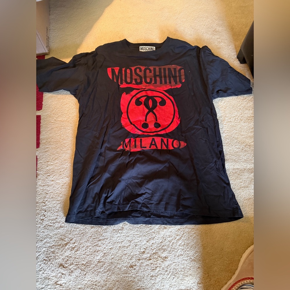 Moschino Black Tee with Bold Red Logo